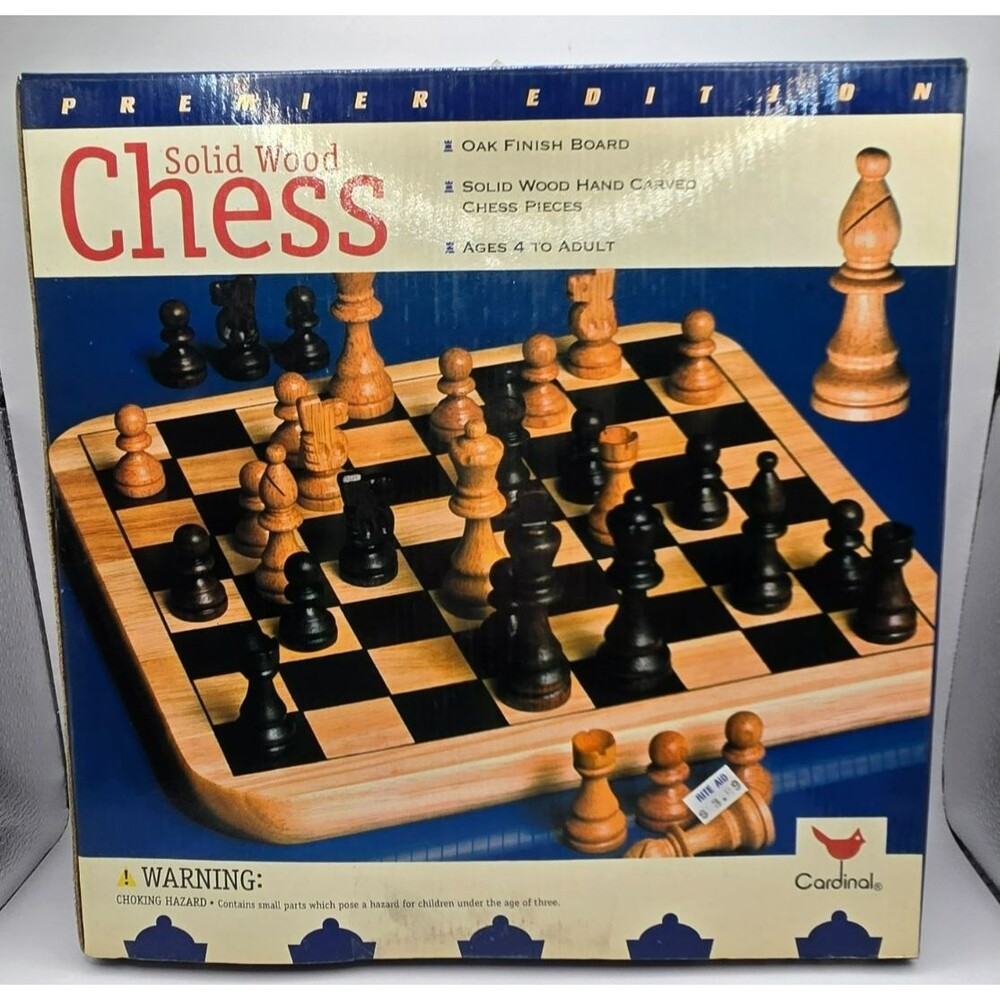 Vintage 1997 Cardinal Premier Edition Solid Wood Chess Set (No. 187) – Sealed Pi
